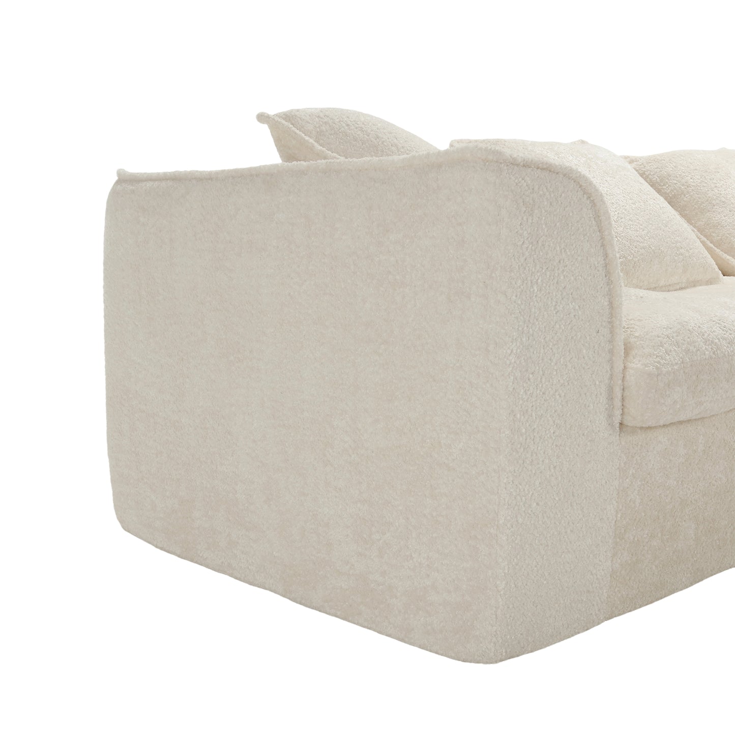 COOLMORE Boucle Sofa 3 Seater for Living Room Oversized Comfy Sofa unique double seat and corner construction for Apartment, Office Left Hand Facing (Beige)