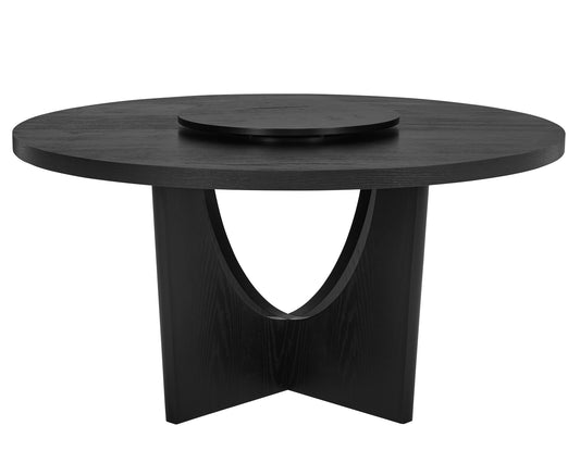 1pc Modern Round Table Top Black Finish w Lazy Susan Wooden Dining Room Furniture Contemporary