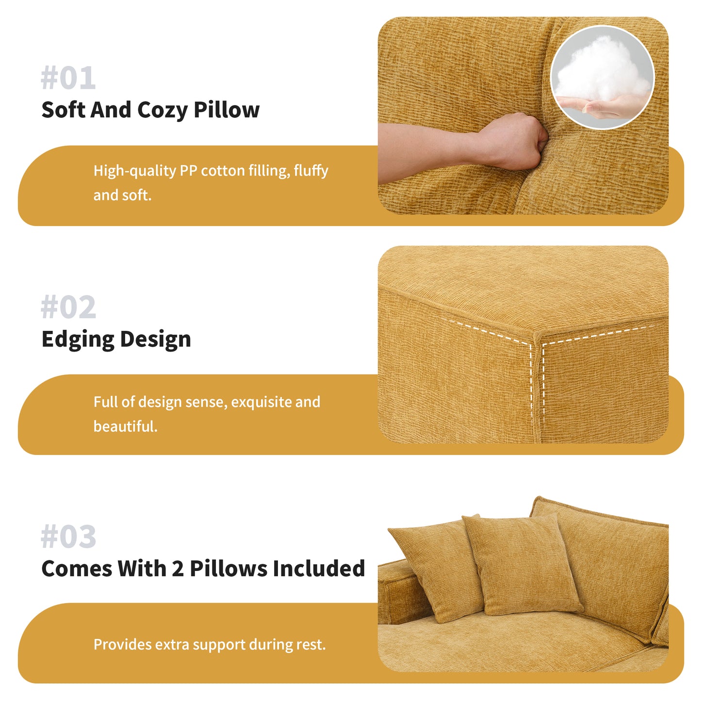 [VIDEO+New] 111.5*72" Minimalist Style Modular Sectional Sofa,Wrinkle-resistant Chenille Couch Set,L-Shaped Compressed Sofa for Living Room,2 PIC Free Combination,No Assembly Require,3 Colors