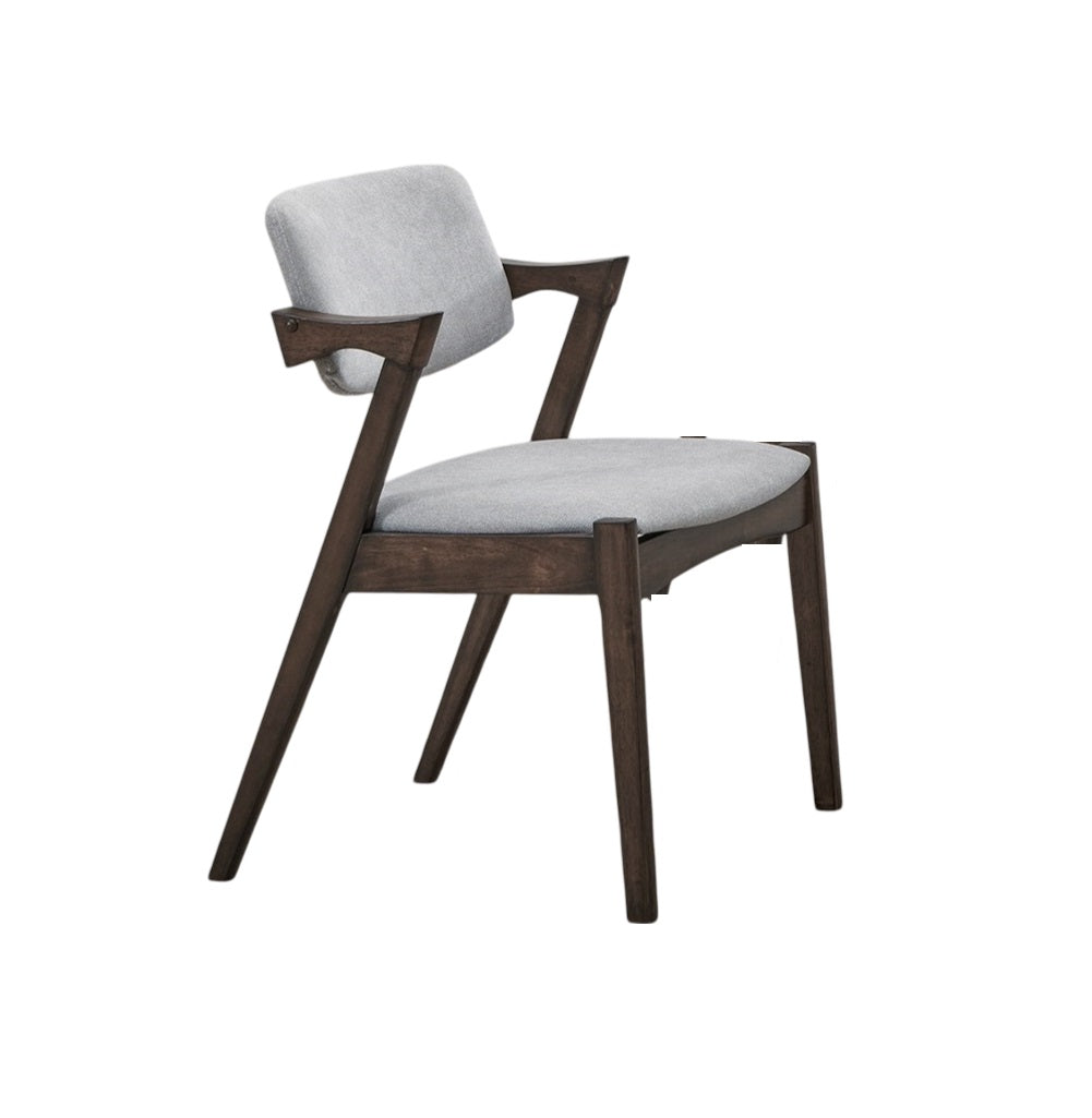 （缺货）Mid-Century Modern Dining Chairs 2pcs Set Solid wood Fabric Upholstered Cushion Chair Walnut Rubberwood Unique Design