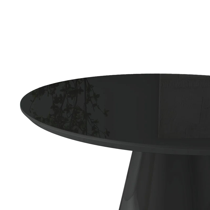 Modern Black High Gloss Minimalist Round Dining Table