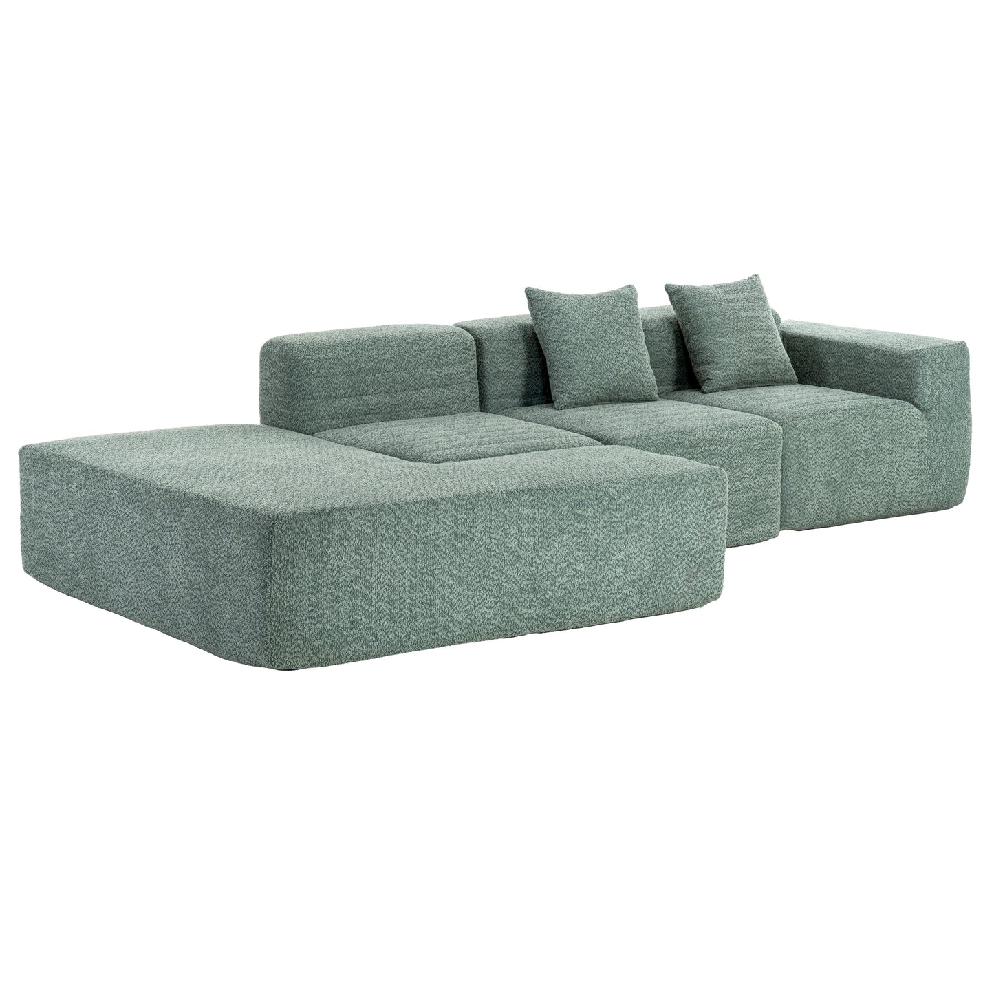 116.5" Sectional Sofa Full-compressed Sofa Couch Free-combined Sofa for Living Room, Green