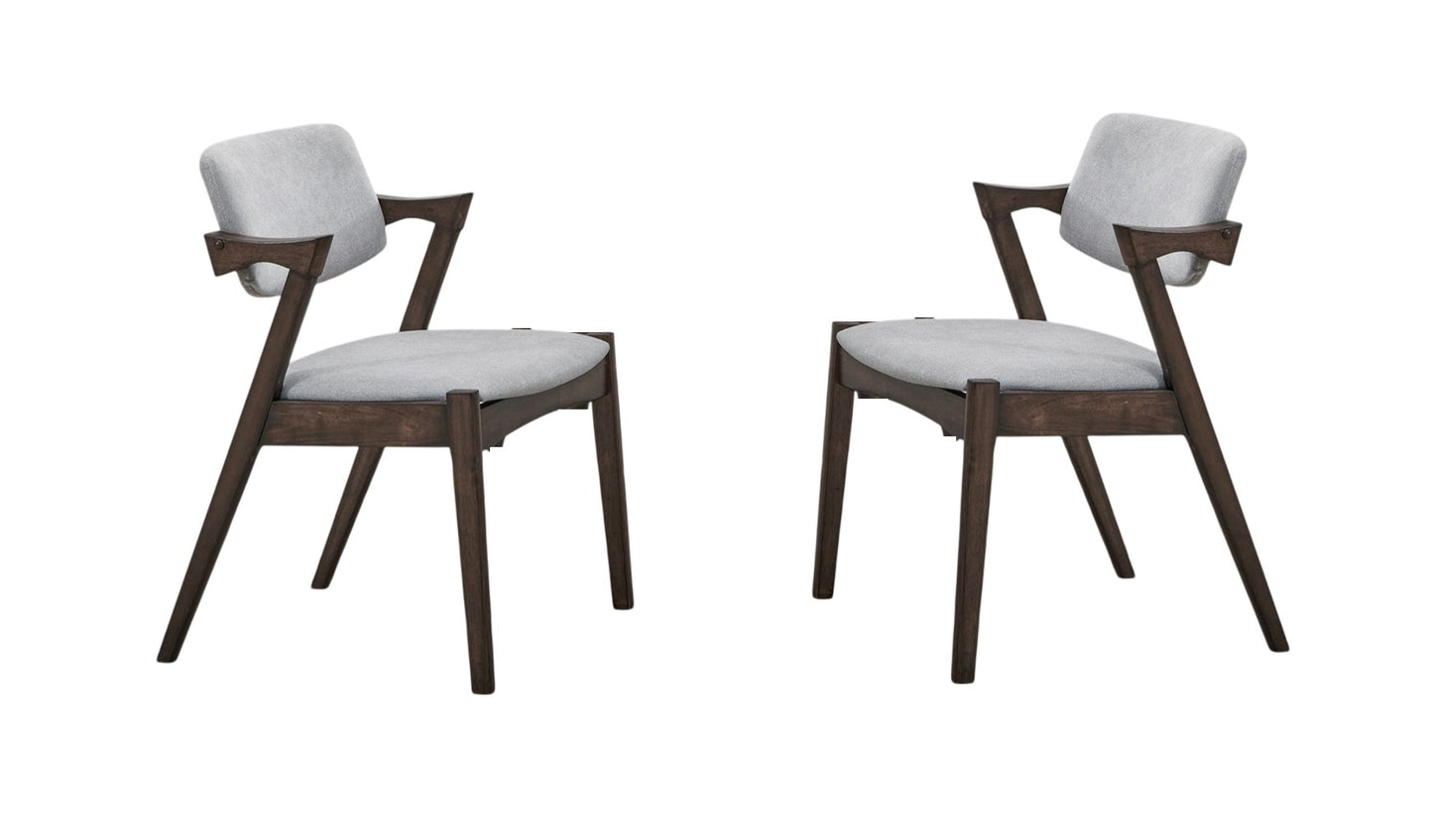 （缺货）Mid-Century Modern Dining Chairs 2pcs Set Solid wood Fabric Upholstered Cushion Chair Walnut Rubberwood Unique Design