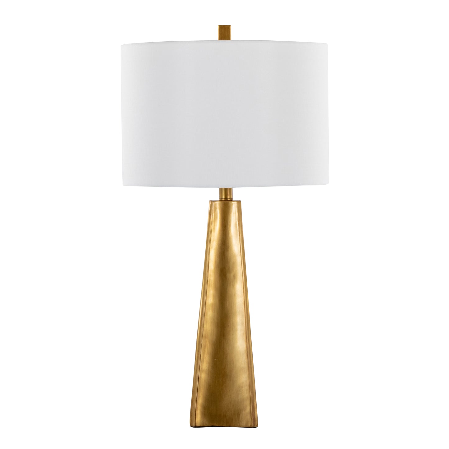 Pompeii 29" Contemporary Polyresin Table Lamp in Gold Polyresin and White Linen by LumiSource