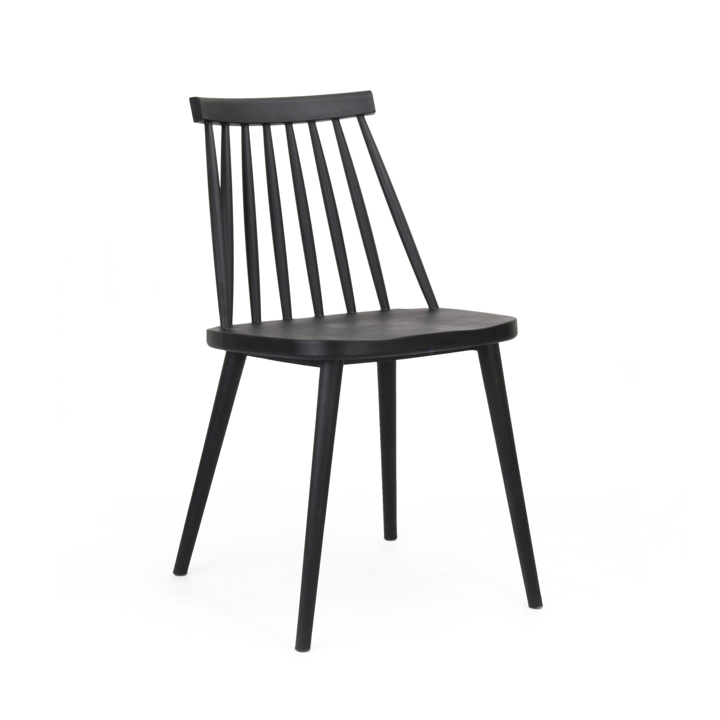 Farmhouse Spindle Back Dining Chairs, Set of 2, Black