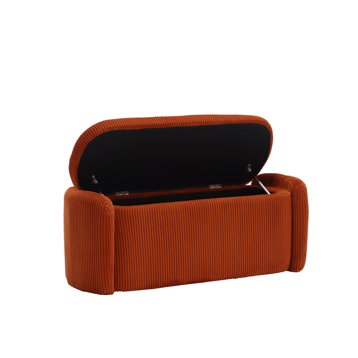 COOLMORE Storage Ottoman,Bedroom End Bench,Upholstered Fabric Storage Ottoman with Safety Hinge, Entryway Padded Footstool, Ottoman Bench for Living Room & Bedroom (Orange)