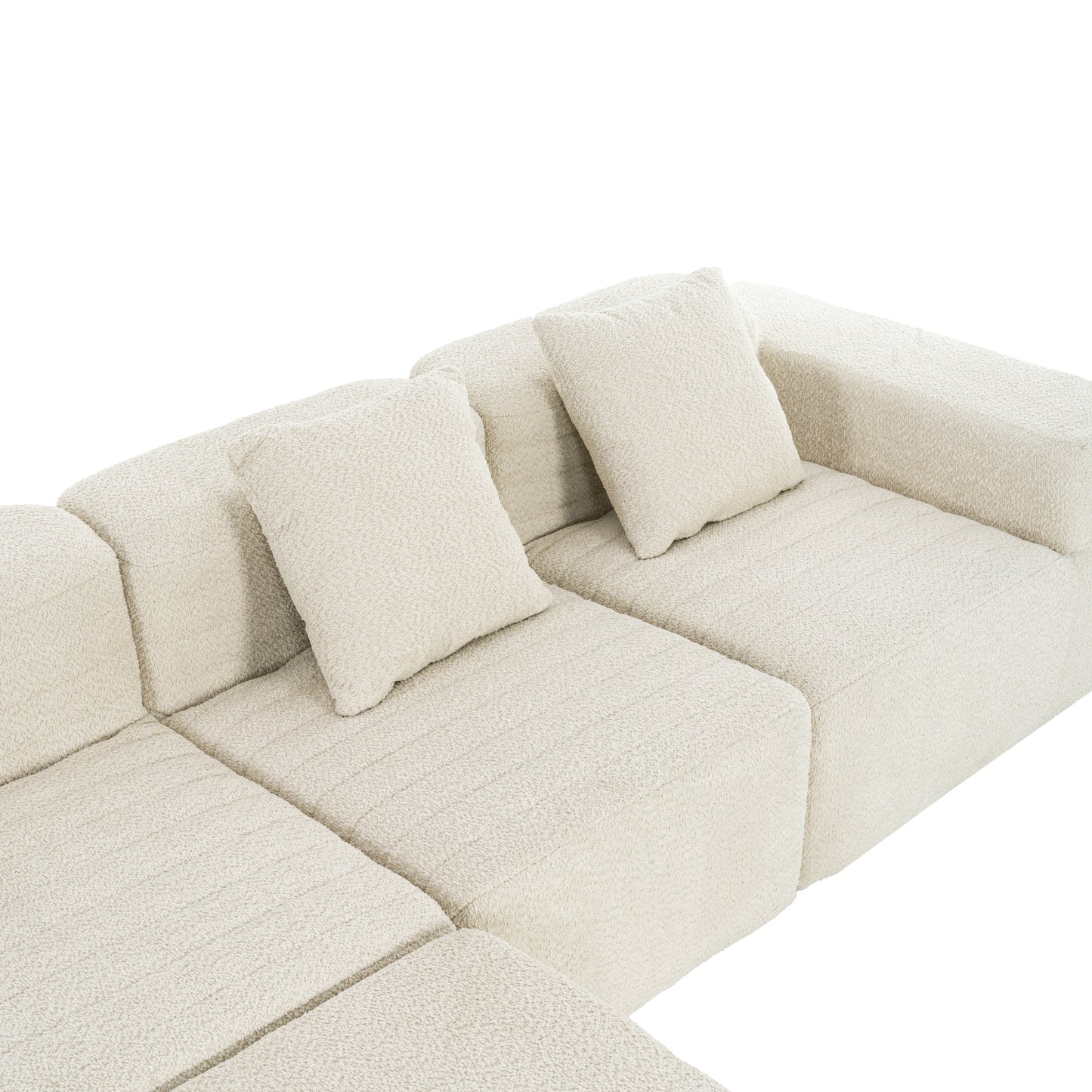 116.5" Sectional Sofa Full-compressed Sofa Couch Free-combined Sofa for Living Room, Beige