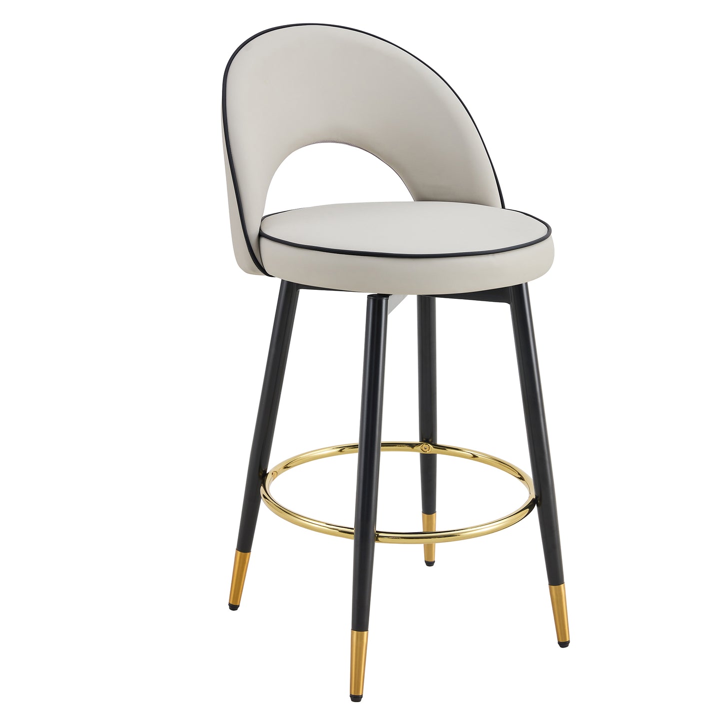 360 ° rotatable bar chair.Modern PU comfortable upholstered bar chair with smooth and beautiful metal legs for dining room, kitchen, terrace and guest office chair .