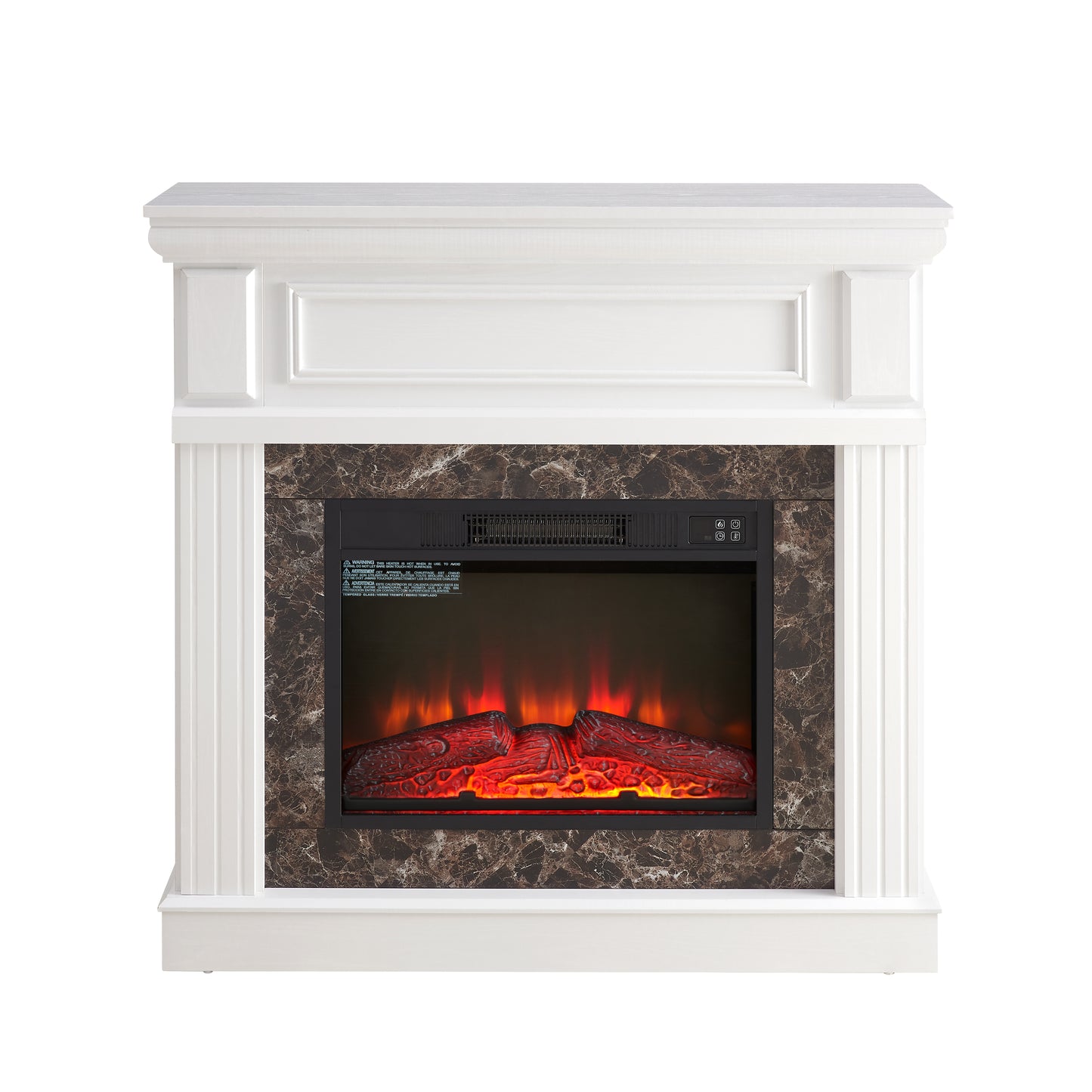 Electric Fireplace with Mantel,fireplace mantel surround with 23" Fireplace Insert, Adjustable Flame, Remote Control-White,41.34"W*14"D*40"H