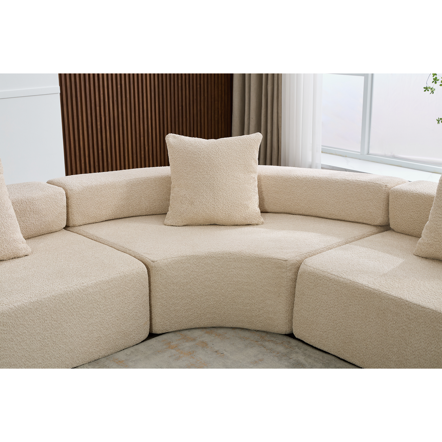 [VIDEO PROVIDED]Oversized Combination Sofa,Curved Sofa,Upholstered 4 Seater Couch for Living Room, Modern Modular 3 Piece Free Combination, Semicircular Modular Sofa , Boucle, Khaki