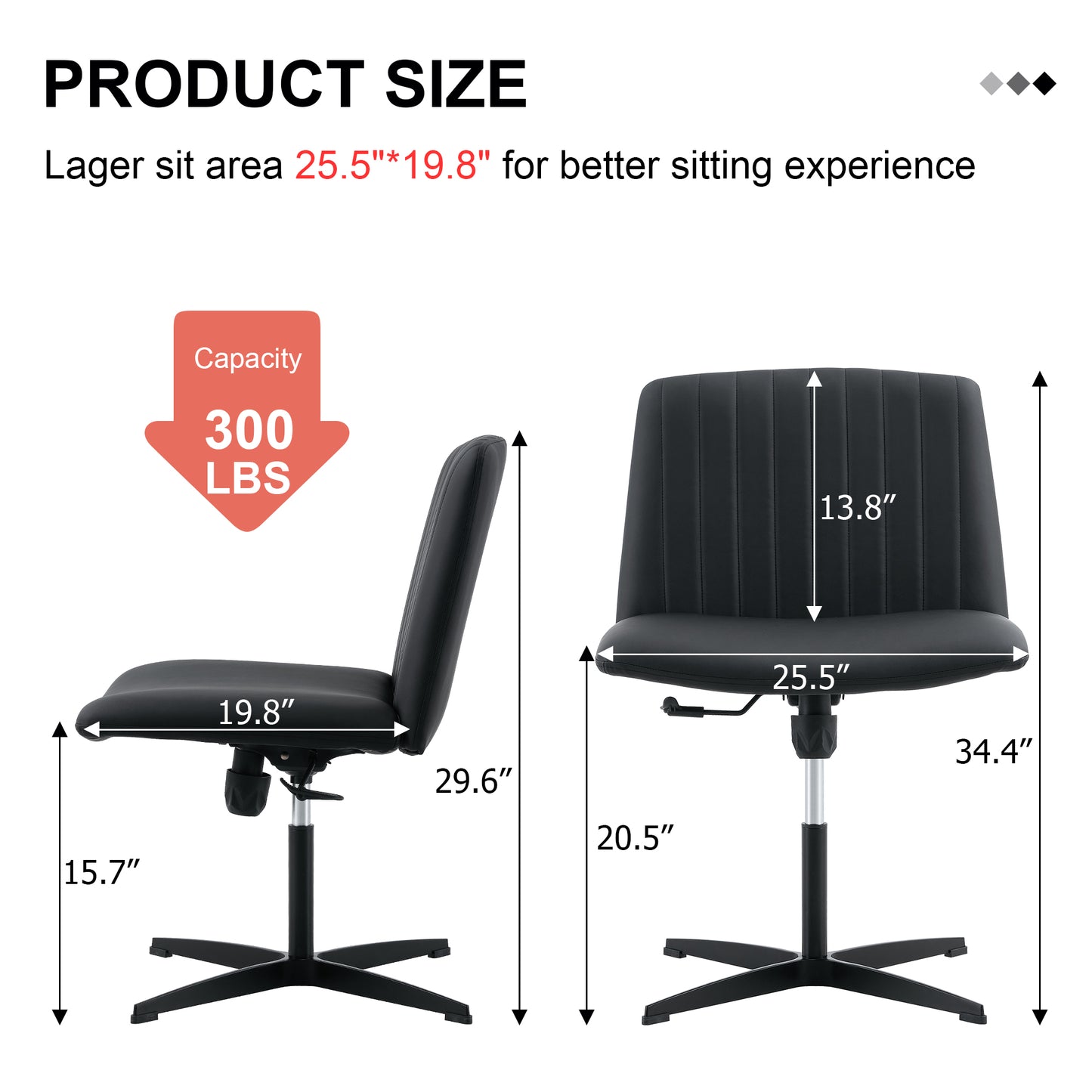 Black High Grade Pu Material. Home Computer Chair Office Chair Adjustable 360 ° Swivel Cushion Chair With Black Foot Swivel Chair Makeup Chair Study Desk Chair