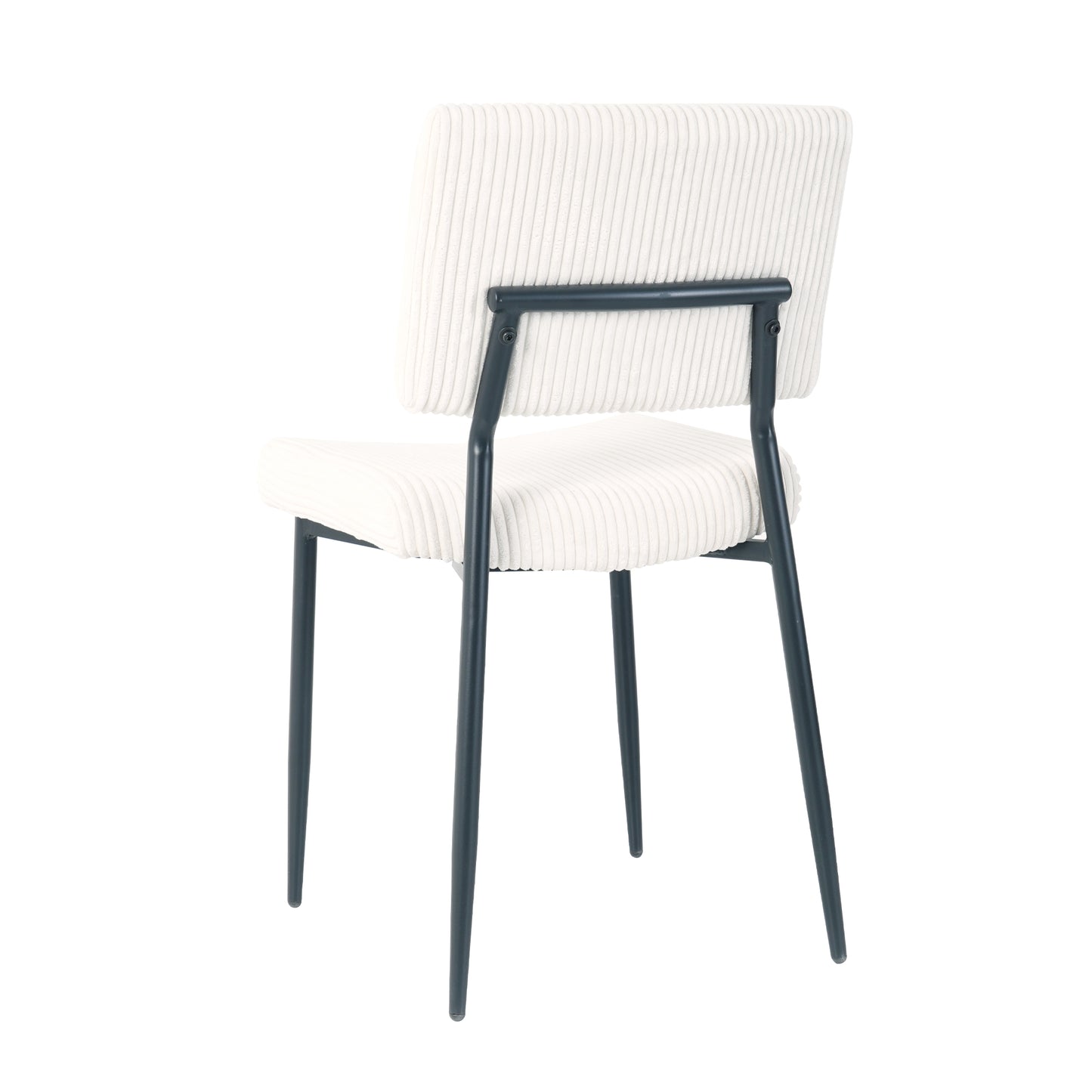 （9.19~9.26补货）Modern Beige simple velvet dining chair Fabric Upholstered Chairs home bedroom stool back dressing chair black metal legs(set of 2)