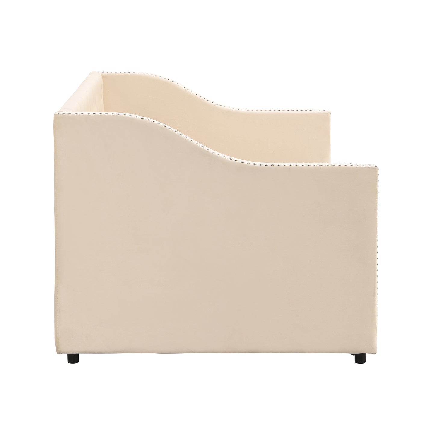 （9.13-9.20到货）Twin Size Upholstered daybed with Pop Up Trundle, Beige