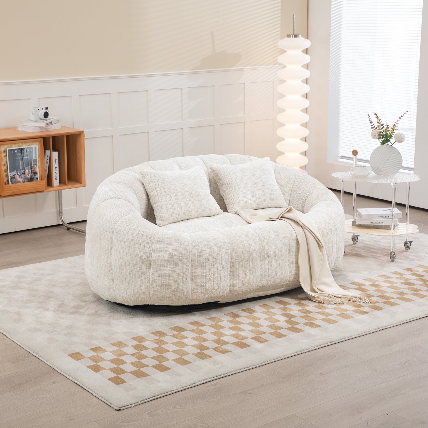 COOLMORE Bean Bag sofa Lazy Sofa Durable Comfort Lounger High Back Bean Bag Chair Couch for Adults and Kids, Indoor & Outdoor, Accent Floor Soft Lounge Chair (Beige chenille)