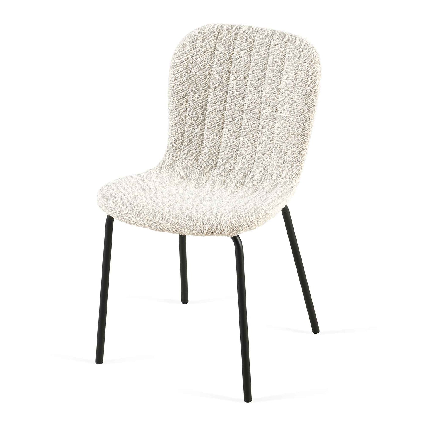 Off White Boucle Dining Chairs Set of 4,Mid-Century Modern Upholstered PU Leather Chairs,for Kitchen Dining Room