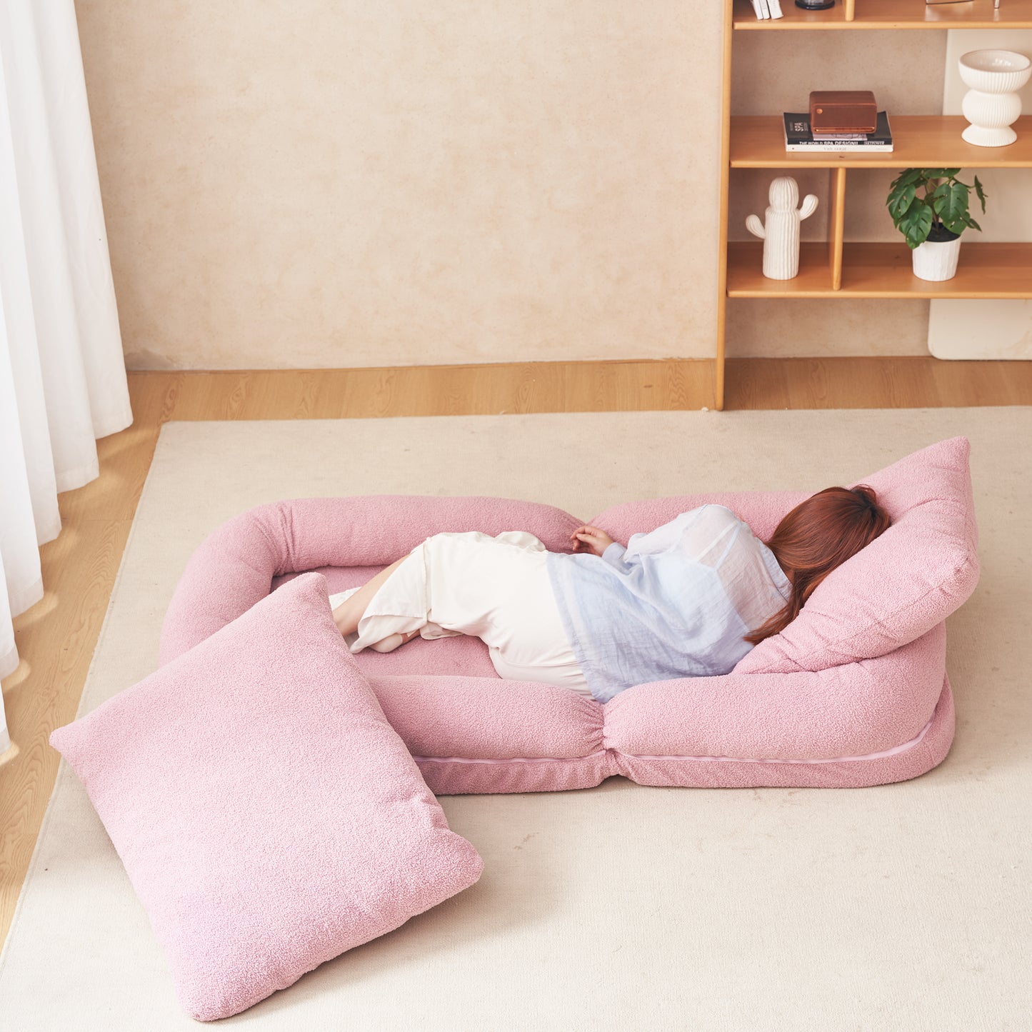 Triple Fold Down Sofa Bed,PINK