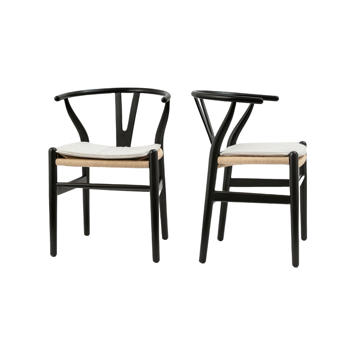 （缺货）Wishbone Chairs for Dining Room,Soild Wood Weave Dining Chair,Armchair,Fully Assembled,Set of 2