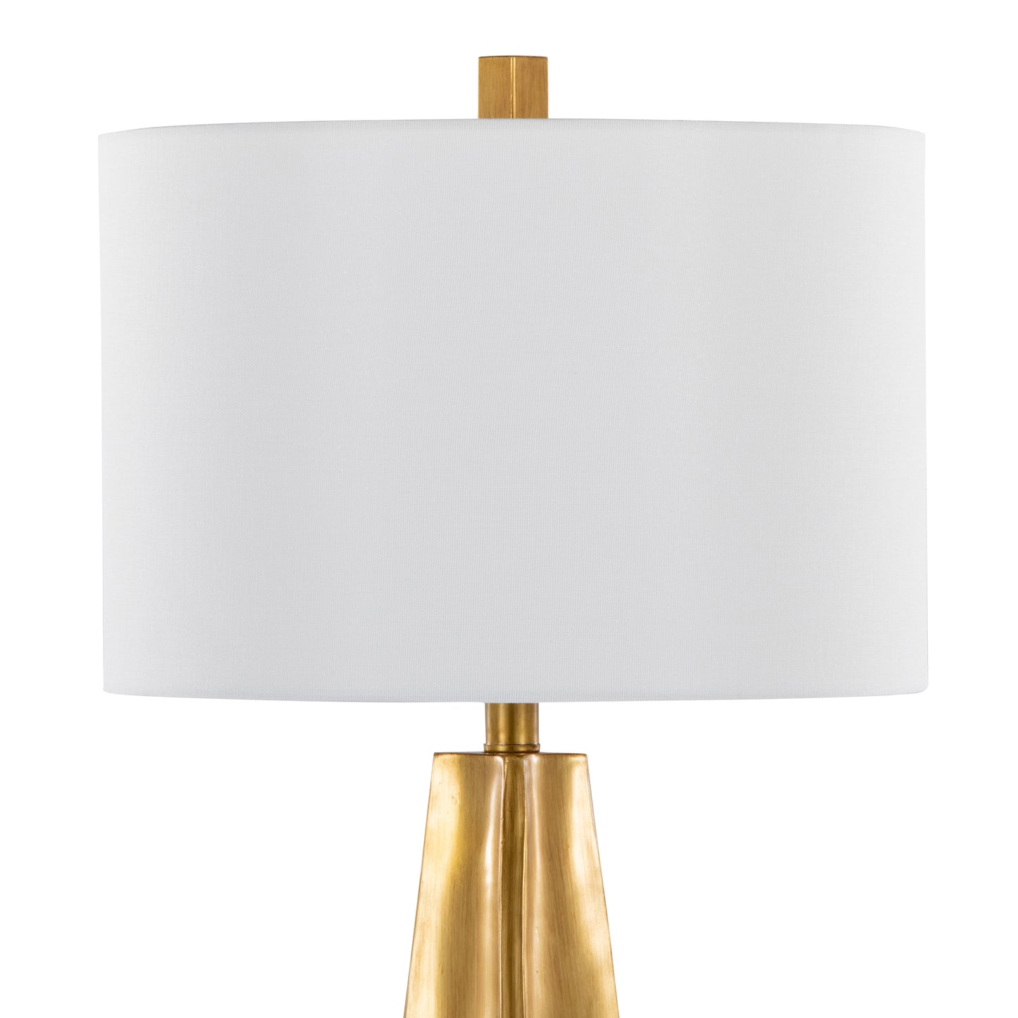 Pompeii 29" Contemporary Polyresin Table Lamp in Gold Polyresin and White Linen by LumiSource