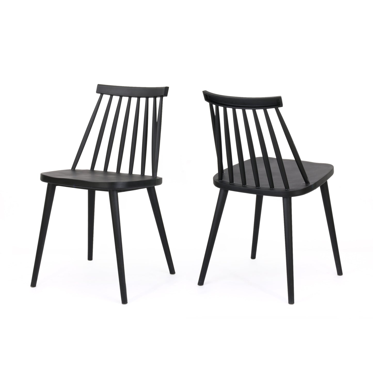 Farmhouse Spindle Back Dining Chairs, Set of 2, Black