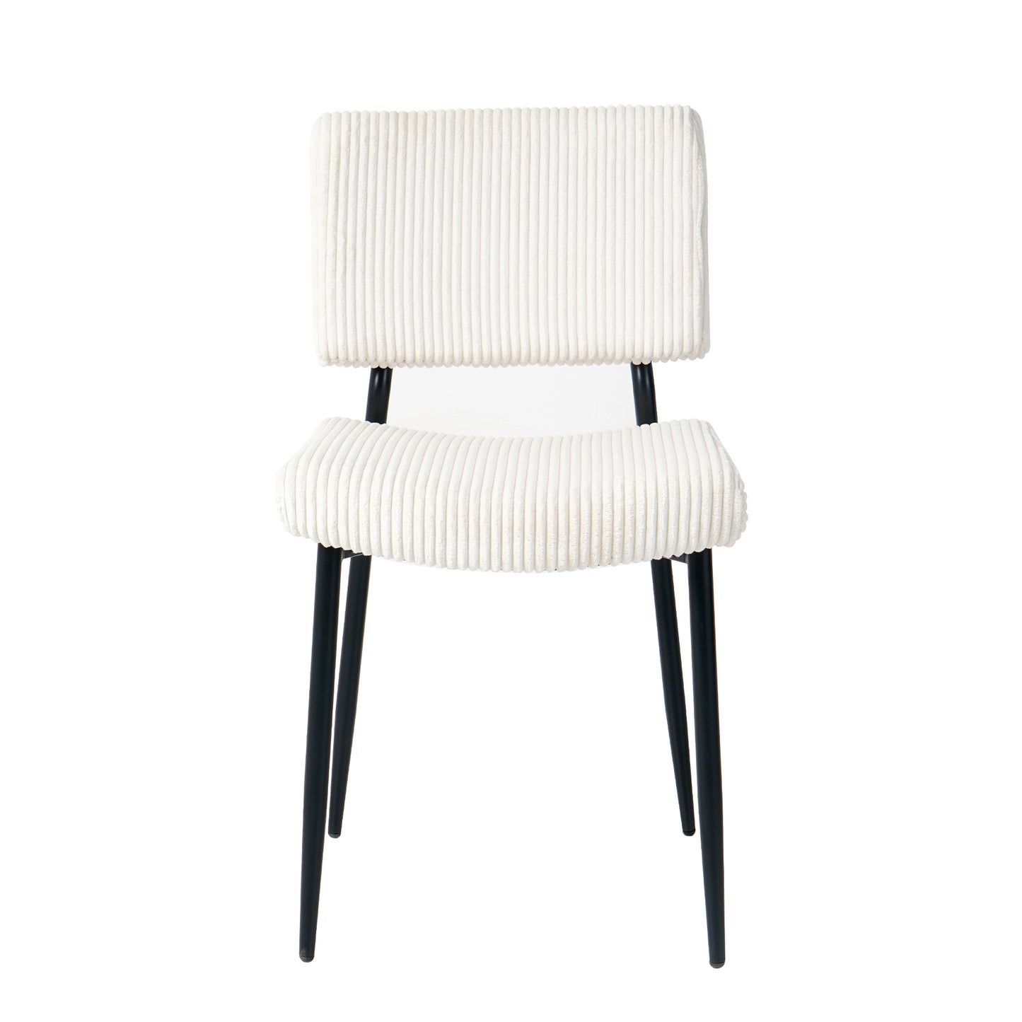 （9.19~9.26补货）Modern Beige simple velvet dining chair Fabric Upholstered Chairs home bedroom stool back dressing chair black metal legs(set of 2)