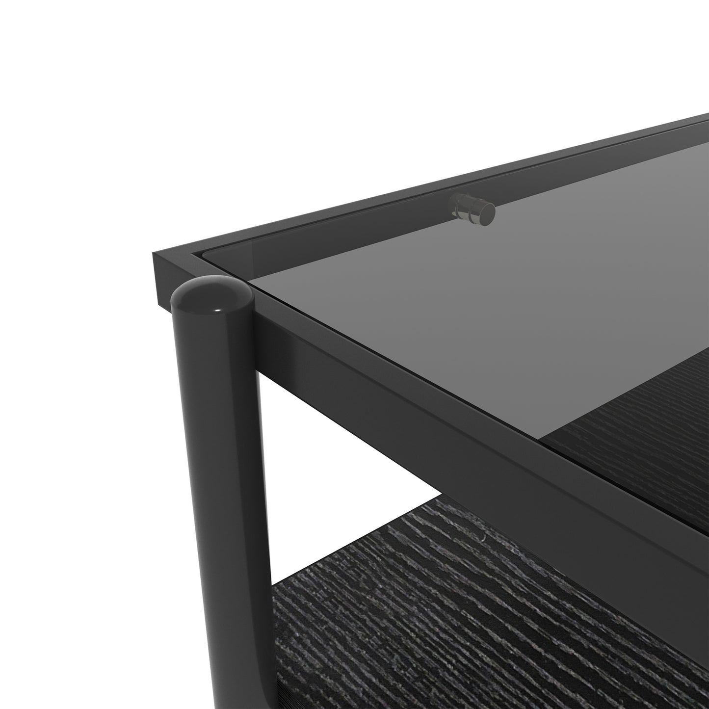 Rectangle Coffee Table with Gray Tempered Glass top and Black Legs,Modern Table for Living Room