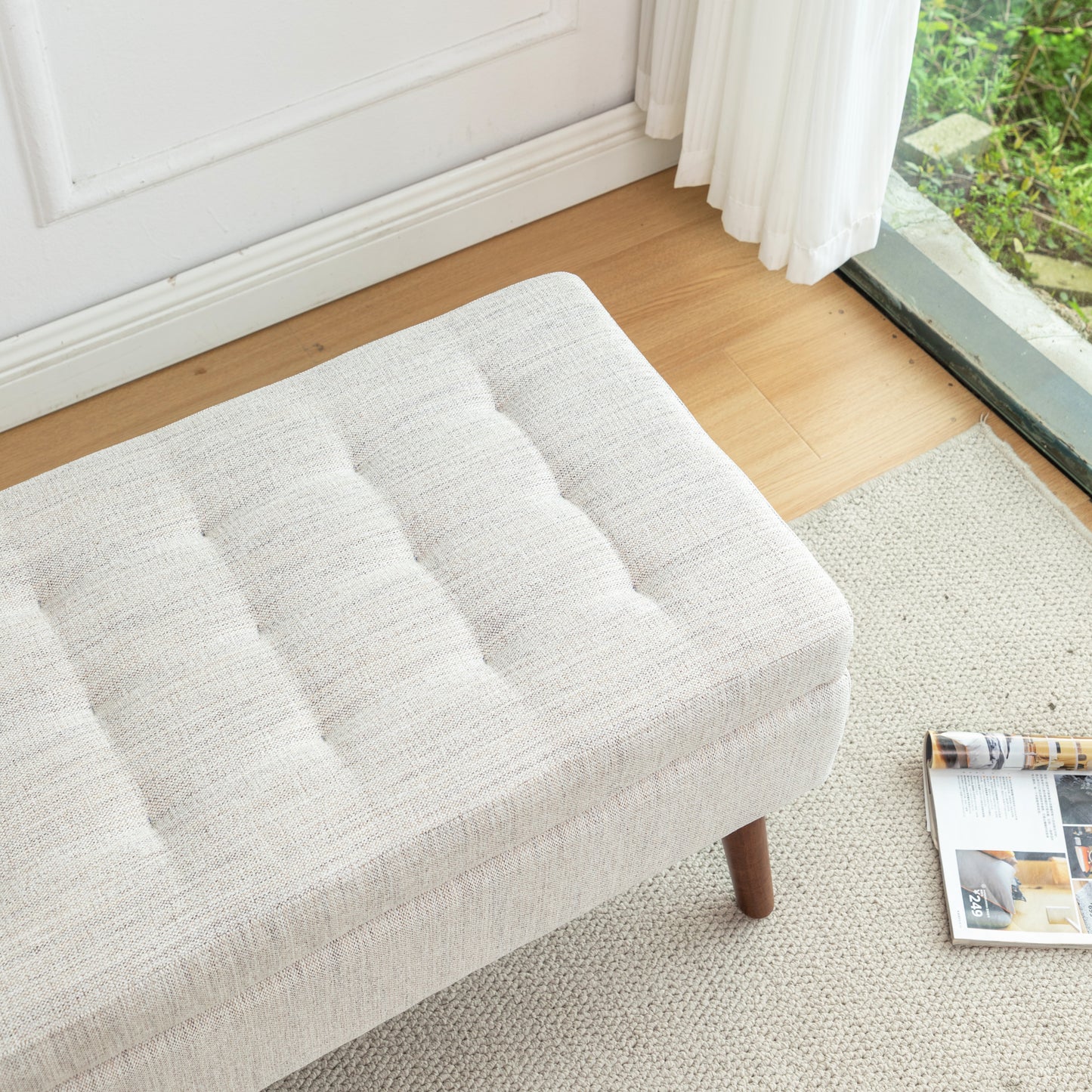 Storage Bench with Storage Bench for Bedroom End of Bed Bench Foot of Bed Bench Entryway Bench Storage Ottoman Bench 43.7" W x 18.1" D Off White Bench