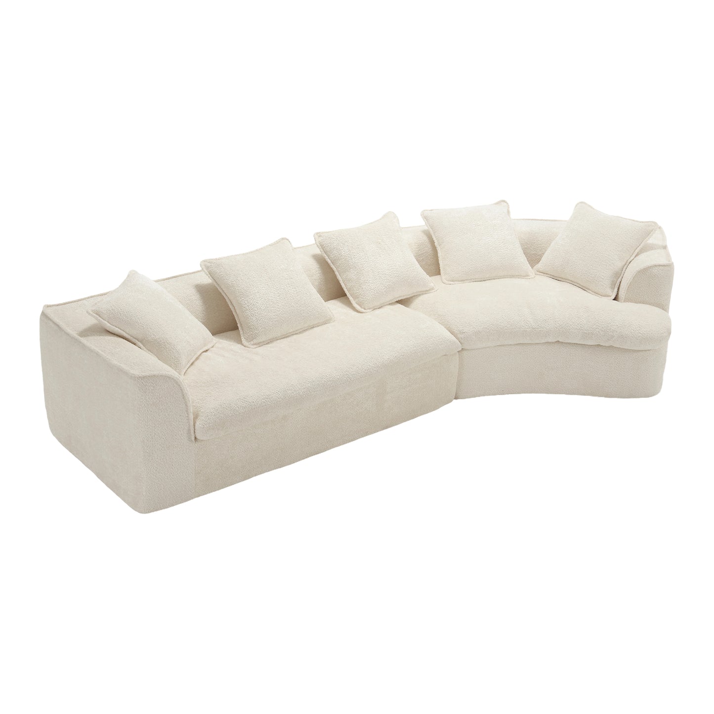 COOLMORE Boucle Sofa 3 Seater for Living Room Oversized Comfy Sofa unique double seat and corner construction for Apartment, Office Left Hand Facing (Beige)