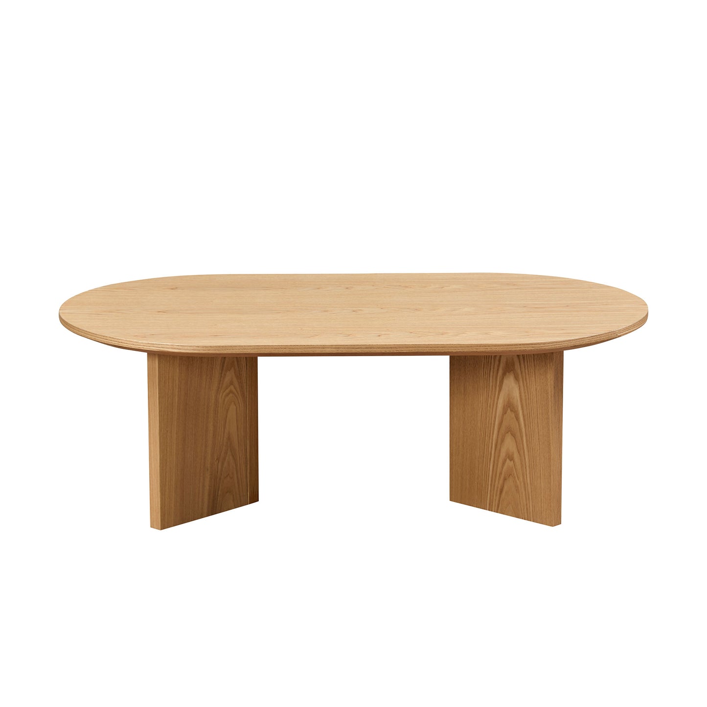 Length 39.37 Inch Modern Coffee Table,MDF Oval Coffee Table for Living Room,Small Coffee Table with Sturdy Pedestal for Apartment,Bedroom,OAK