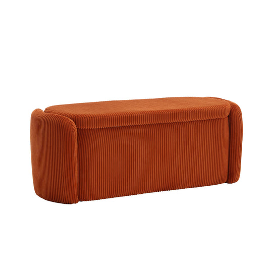 COOLMORE Storage Ottoman,Bedroom End Bench,Upholstered Fabric Storage Ottoman with Safety Hinge, Entryway Padded Footstool, Ottoman Bench for Living Room & Bedroom (Orange)