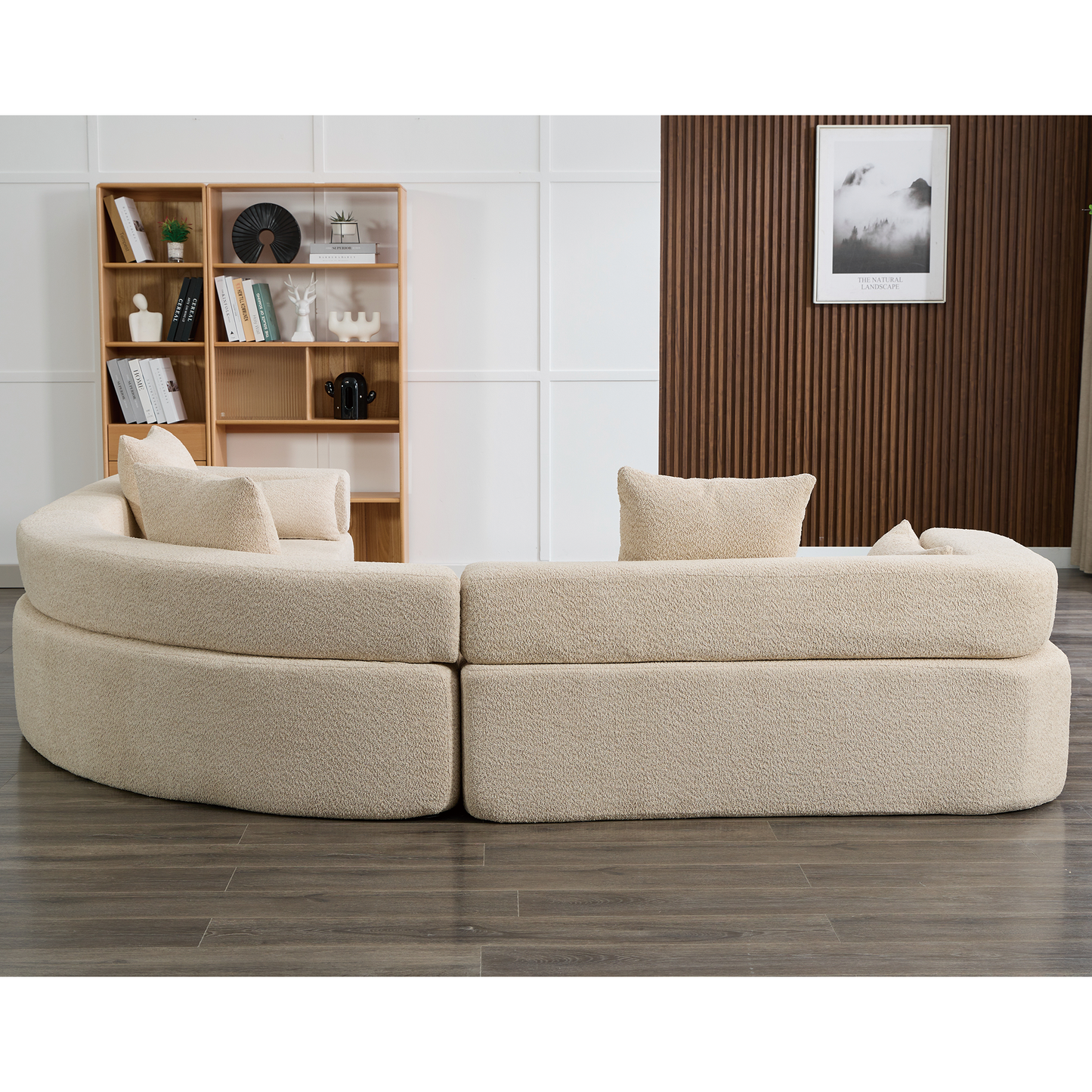 [VIDEO PROVIDED]Oversized Combination Sofa,Curved Sofa,Upholstered 4 Seater Couch for Living Room, Modern Modular 3 Piece Free Combination, Semicircular Modular Sofa , Boucle, Khaki