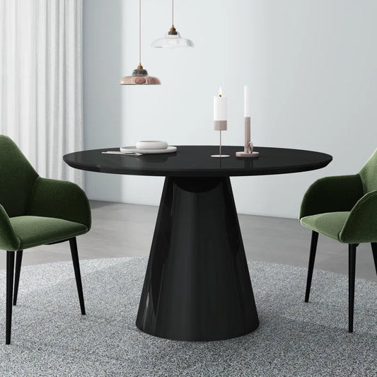 Modern Black High Gloss Minimalist Round Dining Table