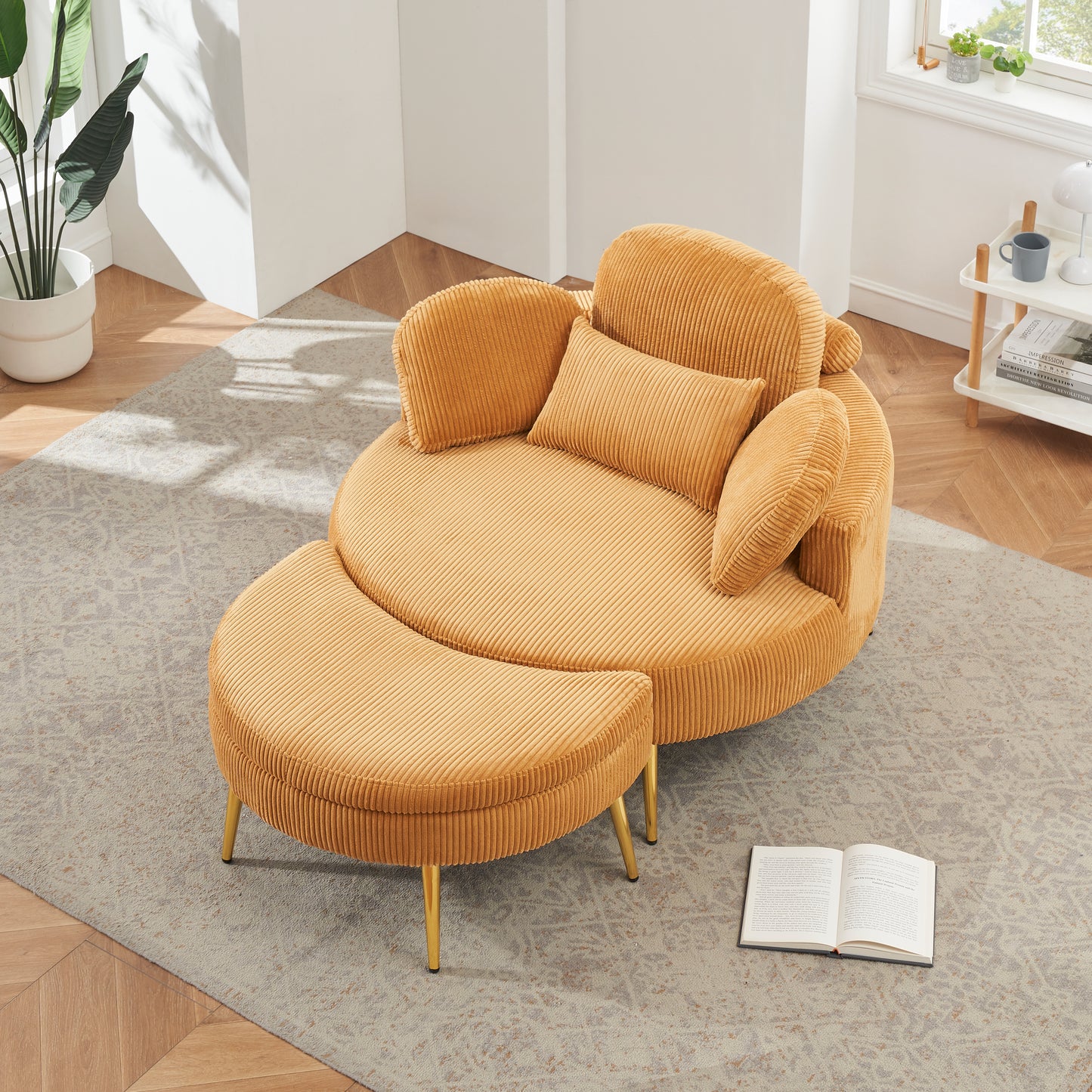 3206 yellow comfortable seating suitable for small apartment bedroom space Balcony small sofa bed lazy small sofa sofa with small coffee table lunch break leisure afternoon tea time