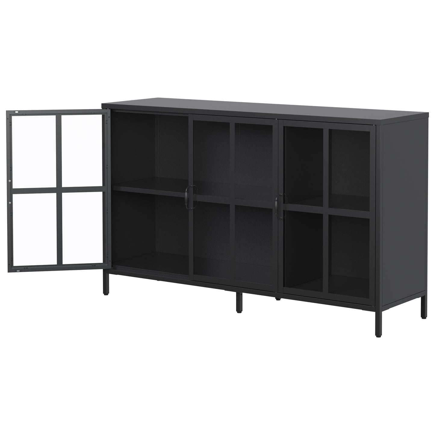 Heavy Duty Metal Modern Sideboard Buffet Cabinet with Storage Premium Steel Storage Cabinet ,Adjustable Feet,Glass Doors,Large Capacity Organizer For Living Room,Bed Room,Dining Room