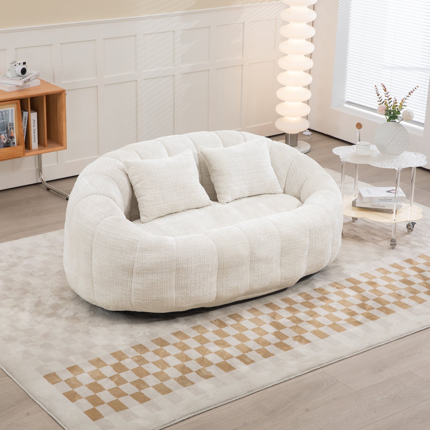 COOLMORE Bean Bag sofa Lazy Sofa Durable Comfort Lounger High Back Bean Bag Chair Couch for Adults and Kids, Indoor & Outdoor, Accent Floor Soft Lounge Chair (Beige chenille)