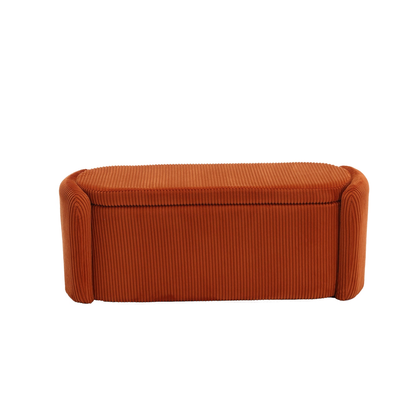 COOLMORE Storage Ottoman,Bedroom End Bench,Upholstered Fabric Storage Ottoman with Safety Hinge, Entryway Padded Footstool, Ottoman Bench for Living Room & Bedroom (Orange)