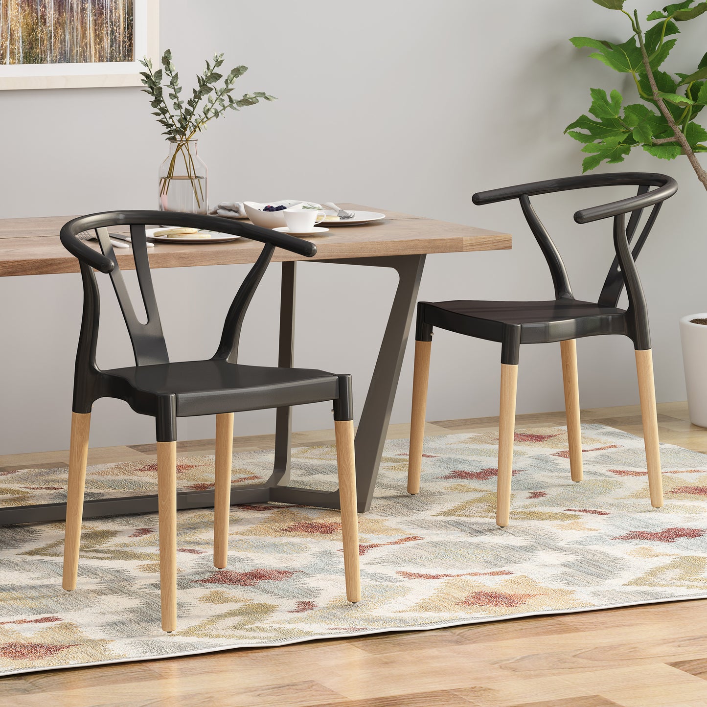 PLASTIC DINING CHAIR(set of 2)