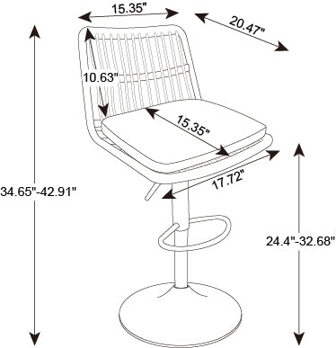 Set of 2 Rattan Bar Stool, 360 Swivel Bar Chair, Counter Height Chair with Footrest for Kitchen, Dining Room