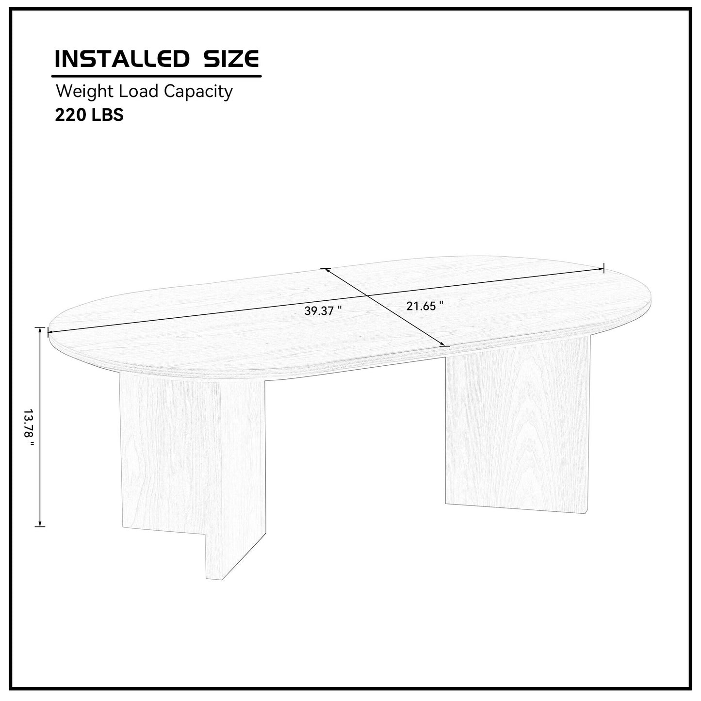 Length 39.37 Inch Modern Coffee Table,MDF Oval Coffee Table for Living Room,Small Coffee Table with Sturdy Pedestal for Apartment,Bedroom,OAK