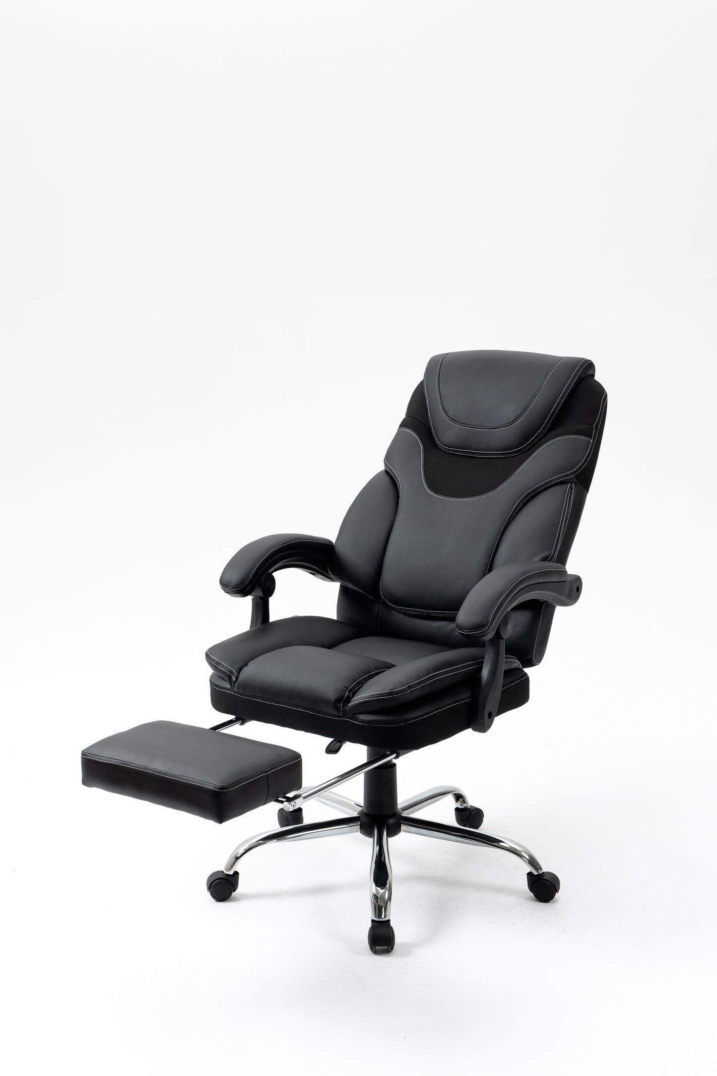 （缺货）Massage Reclining Office Chair with Footrest, High Back Computer Chair Home Desk Ergonomic Executive Office Chair with Armrests, Adjustable Height.