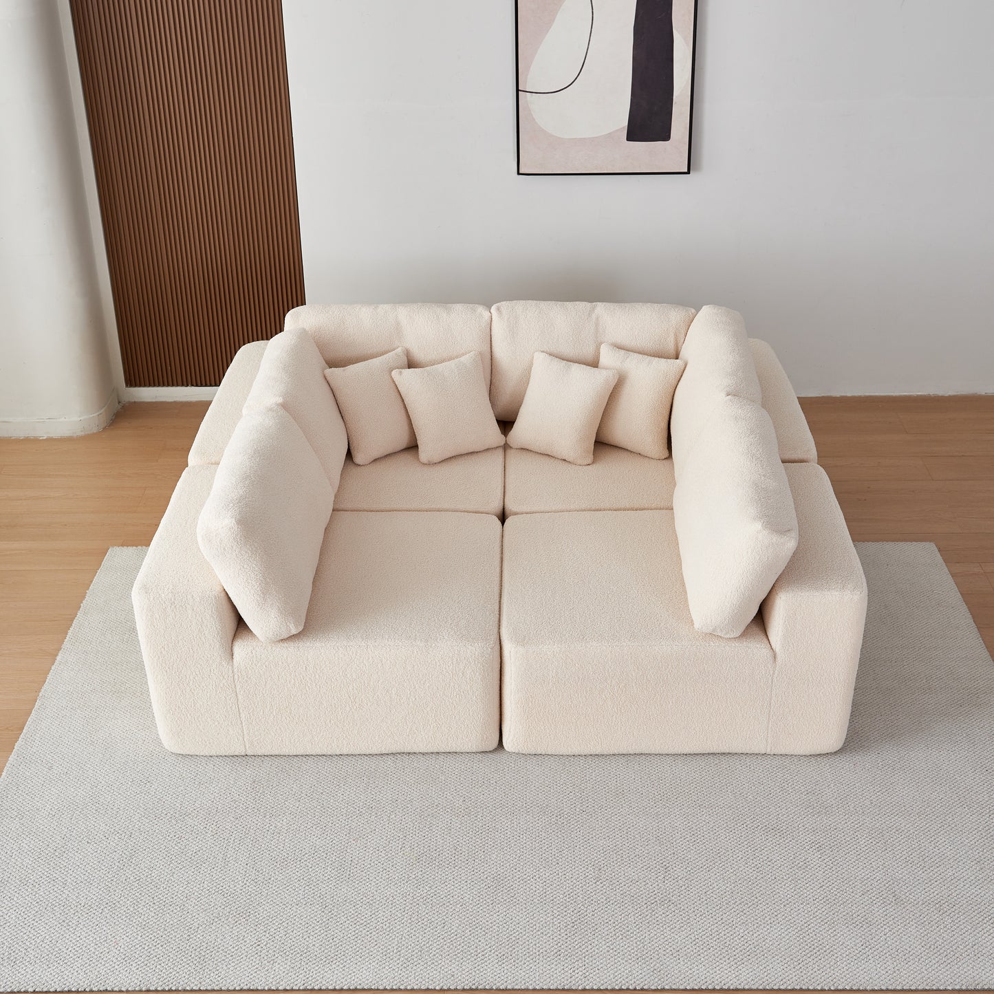 （缺货）Luxury Modern U-Shaped Sectional Sofa Couch, Large Modular Sherpa Fabric Couch for Living Room, High-Density Foam, Comfortable, Easy Assembly, Perfect for Families and Entertaining Guests