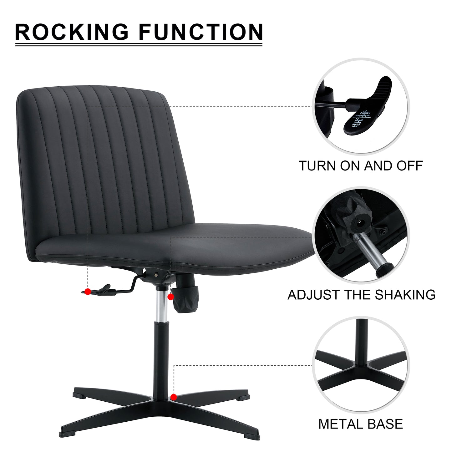 Black High Grade Pu Material. Home Computer Chair Office Chair Adjustable 360 ° Swivel Cushion Chair With Black Foot Swivel Chair Makeup Chair Study Desk Chair