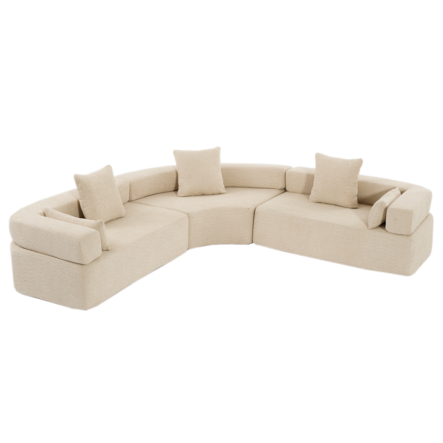 [VIDEO PROVIDED]Oversized Combination Sofa,Curved Sofa,Upholstered 4 Seater Couch for Living Room, Modern Modular 3 Piece Free Combination, Semicircular Modular Sofa , Boucle, Khaki