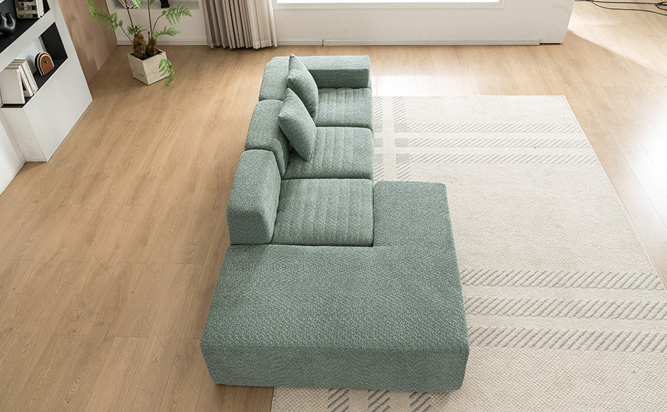 116.5" Sectional Sofa Full-compressed Sofa Couch Free-combined Sofa for Living Room, Green