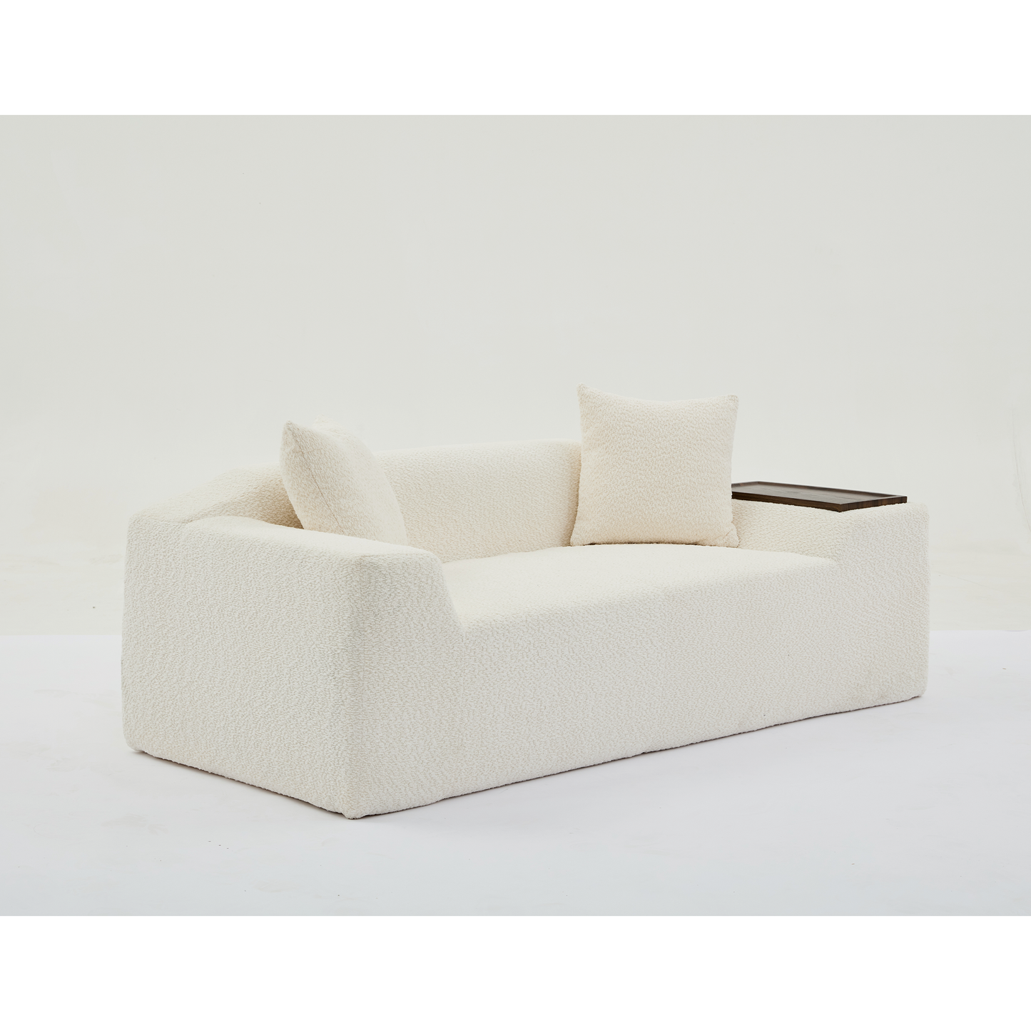 [NEW ARRIVED] [VIDEO PROVIDED]2 Piece Boucle Cloud Sofa Set, Upholstered Sofa Set, Modern 3 Seater and 2 Seater Sofa with MDF End Table for Living Room ,Apartment,3+2 couch,Boucle,Beige