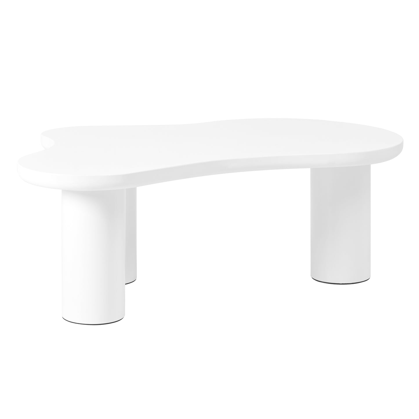 ON-TREND 44'' x 25.9'' Easy Assembly Cloud Coffee Table with 1.5'' Thick Tabletop, Cream Style Irregular End Table with 3 Sturdy Legs, Sleek Center Table with Round Edge for Living Room, White