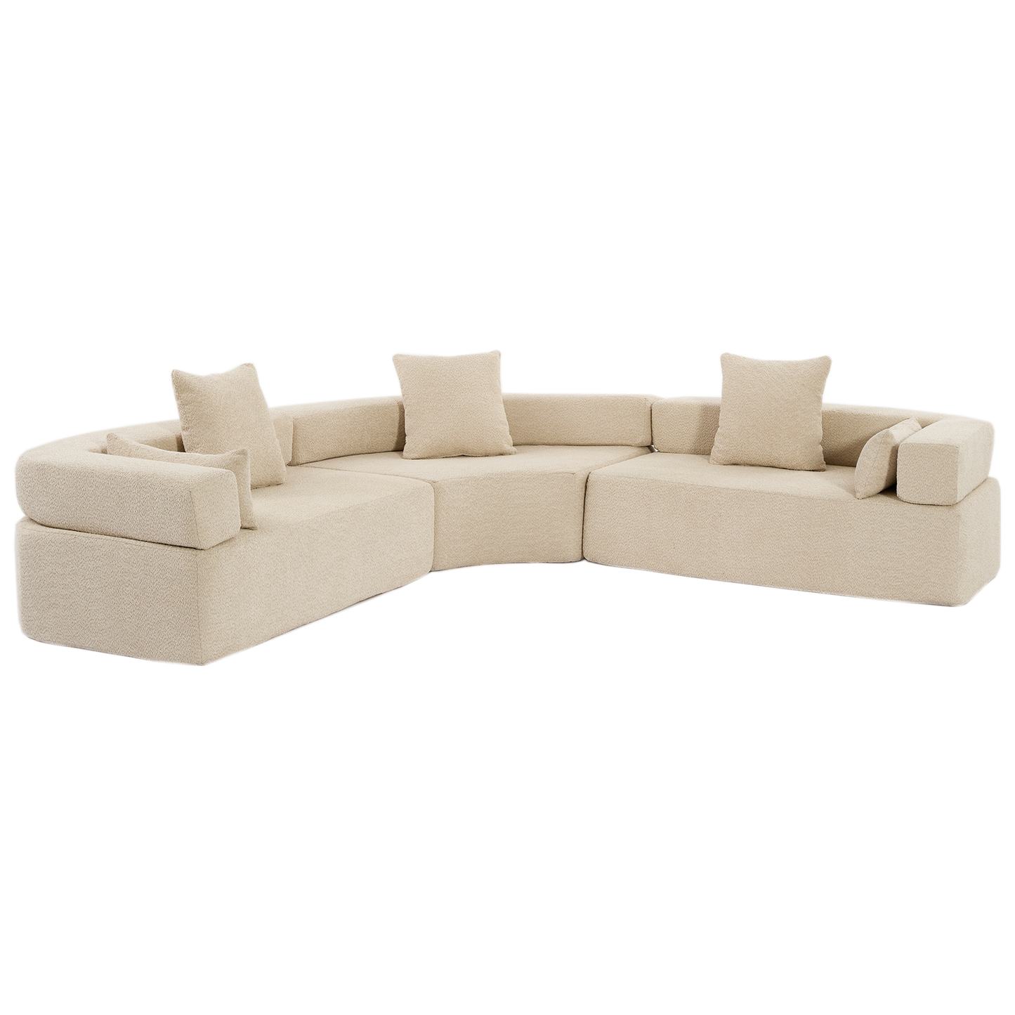 [VIDEO PROVIDED]Oversized Combination Sofa,Curved Sofa,Upholstered 4 Seater Couch for Living Room, Modern Modular 3 Piece Free Combination, Semicircular Modular Sofa , Boucle, Khaki