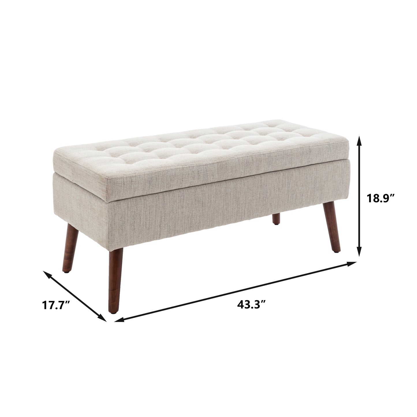 Storage Bench with Storage Bench for Bedroom End of Bed Bench Foot of Bed Bench Entryway Bench Storage Ottoman Bench 43.7" W x 18.1" D Off White Bench