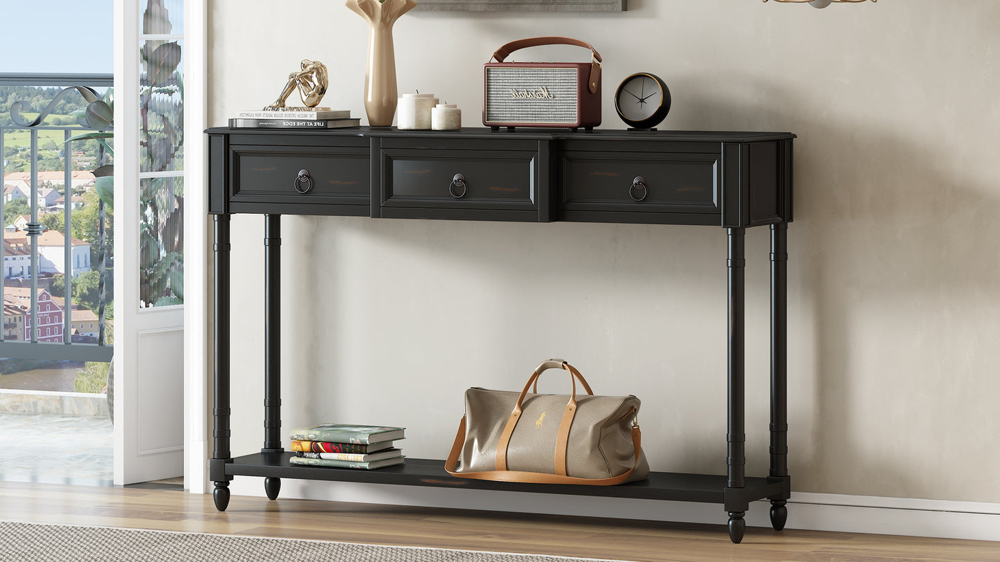 TREXM Console Table Sofa Table with Drawers for Entryway with Projecting Drawers and Long Shelf (Espresso, OLD SKU: WF189574AAB)