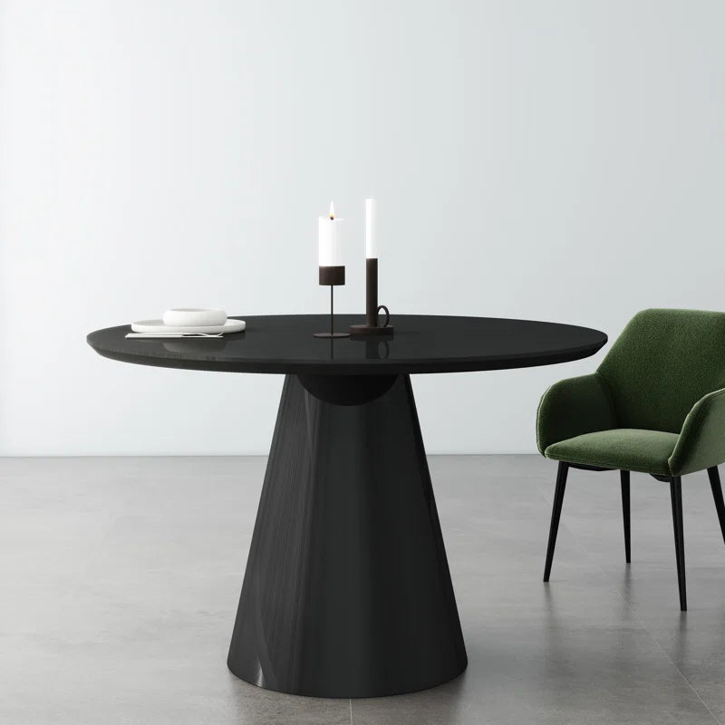 Modern Black High Gloss Minimalist Round Dining Table