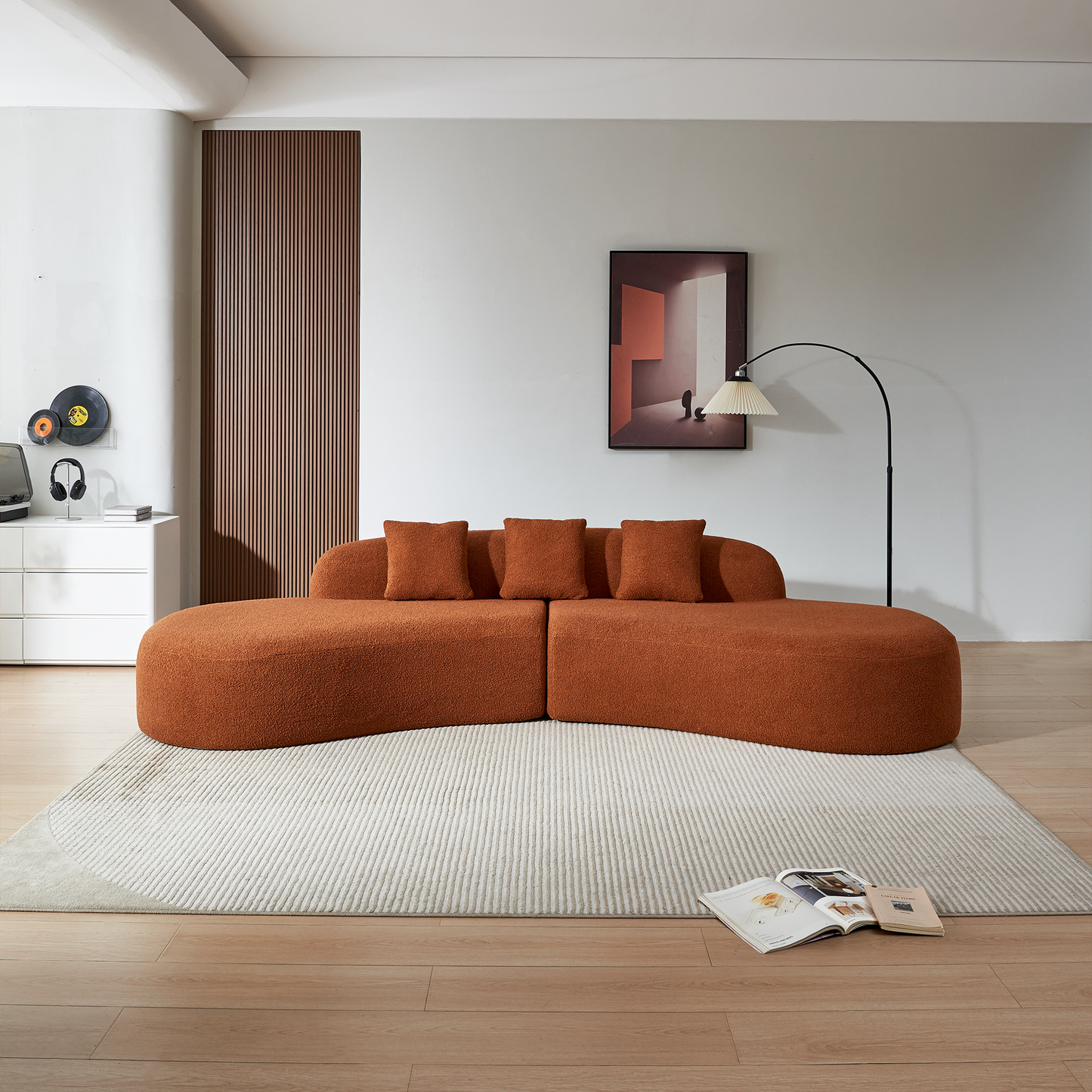 （缺货）Modern Curved Sectional Sofa, 5-Seater Couch, Comfortable and Stylish for Living Room, Apartment, Home Decor